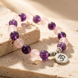 Bracelet "Amour & Spiritualité" en Améthyste & Quartz Rose