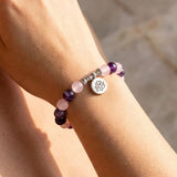 Bracelet "Amour & Spiritualité" en Améthyste & Quartz Rose