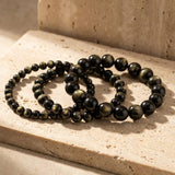 Bracelet "Halo de Lumière" en Obsidienne Dorée