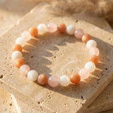 Bracelet "Vénus" en Pierre de Soleil, Quartz Rose & Pierre de Lune