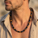 Collier "3 Protections" en Hématite, Obsidienne & Oeil de Tigre