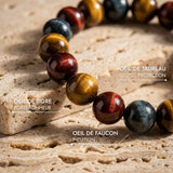 Bracelet "Oeil Multiple" en Oeil de Tigre, Oeil de Taureau & Oeil de Faucon