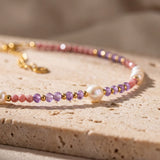 Collier "Éclat de Sérénité" en Rhodonite, Améthyste & Perles de Culture d'Eau Douce