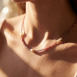 Collier "Éclat de Sérénité" en Rhodonite, Améthyste & Perles de Culture d'Eau Douce