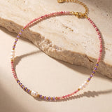 Collier "Éclat de Sérénité" en Rhodonite, Améthyste & Perles de Culture d'Eau Douce