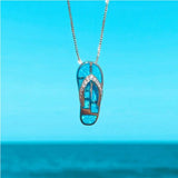 Collier avec Pendentif Tongs en Argent avec Opale Bleue