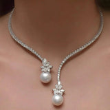 Collier élégant brillant avec perles en argent sterling