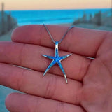 Pendentif Étoile en Bleu et Opale Argent