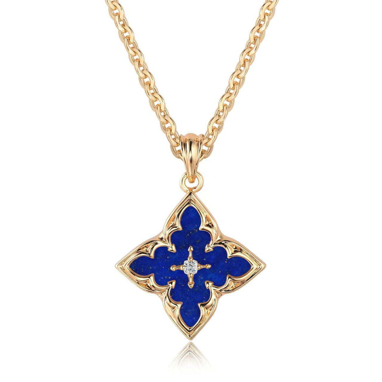 Pendentif Trèfle Marron | Or