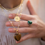 Collier Double Rang "Coeur Protecteur" en Oeil de Tigre