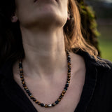Collier "Énergie Terre & Feu" en Pierre de Lave & Oeil de Tigre