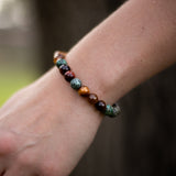 Bracelet "Energies Protectrices" en Oeil de Tigre, Oeil de Taureau, Turquoise Africaine & Onyx