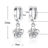 Boucles d'oreilles en Argent Sterling avec Zircons Violets et Blancs