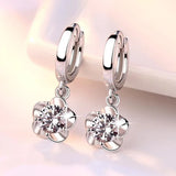 Boucles d'oreilles en Argent Sterling avec Zircons Violets et Blancs