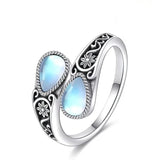 Bague Élégante avec Fleur en Pierre de Lune