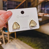 Boucles d'oreilles Sophistiquées Triangulaires avec Opale et Cristaux