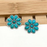 Serelith Pétales Turquoise Clous d'Oreilles | Or Blanc