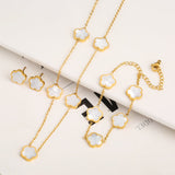 Set Bracelet+Collier+Boucles Trèfle