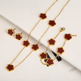 Set Bracelet+Collier+Boucles Trèfle