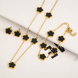 Set Bracelet+Collier+Boucles Trèfle