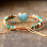 Bracelet Tressé "Cœur" en Amazonite