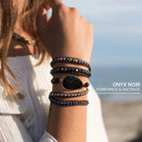 Bracelet Wrap "Symbole de Maîtrise" en Onyx
