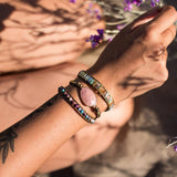 Bracelet Wrap "Douceur du Coeur" en Rhodochrosite