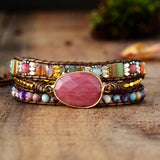 Bracelet Wrap "Douceur du Coeur" en Rhodochrosite