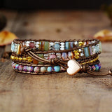 Bracelet Wrap "Douceur du Coeur" en Rhodochrosite