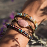 Bracelet Wrap "Douceur du Coeur" en Rhodochrosite