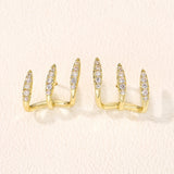 Boucles d'Oreilles Élégantes avec Strass à Trois Griffes