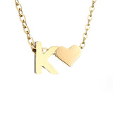 Collier Initial Intemporel avec Pendentif en Cœur