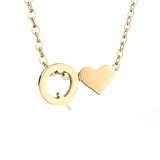 Collier Initial Intemporel avec Pendentif en Cœur