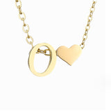 Collier Initial Intemporel avec Pendentif en Cœur