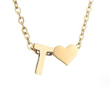 Collier Initial Intemporel avec Pendentif en Cœur