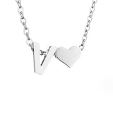 Collier Initial Intemporel avec Pendentif en Cœur
