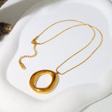 Collier Ovale Doré en Or Plaqué