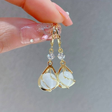 Boucles d'Oreilles Pendantes Élégantes avec Opale Blanc