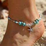 Bracelet de Cheville Étoile de Mer en Turquoise