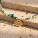 Collier "Oeil protecteur & Sérénité Intérieure" en Amazonite & Apatite