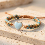 Bracelet Tressé "Cœur" en Amazonite